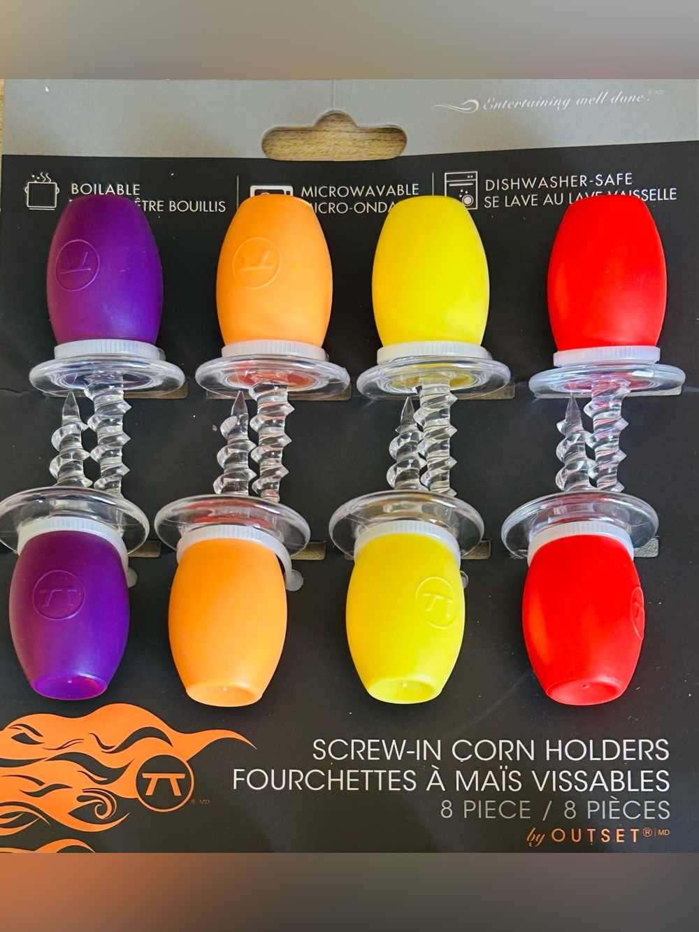 NEW!!! Outset Multicolored Screw-in Corn Holders (Set of 8)-NWT